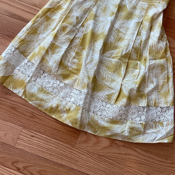 Melissa Fit And Flair Yellow Floral Sundress Lace Trim bohemian NWOT med cotton - Picture 6 of 12